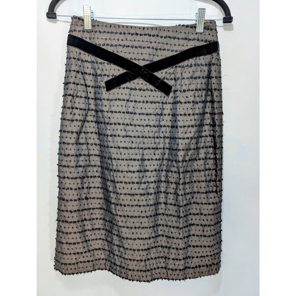 Nanette Lepore Skirt Suit Set Y2K Black Textured Dot Velvet Trim Sz 2 USA - Picture 13 of 16